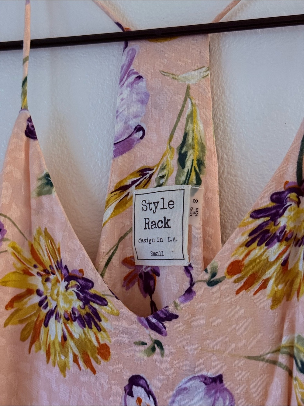 Style Rack Pink Floral Slip Dress with Purple & Yellow Blooms - Picture 2 of 3